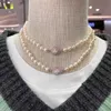 Designer ViVi Haut de luxe Version haute Western Empress Dowager VIVIVIENNE Saturne Boucle en émail Boucle en fer absorbant Collier de perles Lisa Même style Accessoires Bijoux