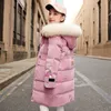 Piumino invernale caldo piumino in cotone per ragazze impermeabile con cappuccio cappotto per bambini capispalla vestiti per 5-12 anni bambino lungo R230905