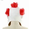 Masques de fête drôle Joker cheveux rouges Clown Cosplay masque Halloween effrayant Latex casque carnaval fête Costume masques adulte T230905