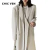 Womens Trench Coats CHIC VEN Women Blazers Thick Long Coat Tailored Windbreaker Outerwear Female Top Office Lady Autumn Winter 230904