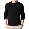 Men's Sweaters Warm Men Sweater Stylish Cozy Business Soft Knitted Round Neck Slim Fit Anti-shrink For Fall Winter Seasons