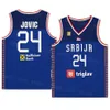 Tryckt 2023 VM Serbia Basketball Srbija Jersey 13 OGNJEN DOBRIC 23 Marko Guduric 14 Dusan Ristic 30 Aleksa Avramovic 27 Dejan Davidovac 51 Boban Marjanovic