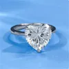 Lovers Heart Lab Moissanite Bague en diamant 100% réel 925 en argent sterling fête de mariage anneaux pour femmes hommes bijoux de fiançailles