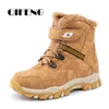 Boots Winter Children Snow Warm Boots Fur Shoes Boys Sneaker Rubber Hiking Shoe Fashion Children Shoes Waterproof Leather Boots Kids 230904