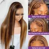 Синтетические парики Парик lurus renda depan 30 32 inci rambut manusia 13x6 Frontal 4 27 Ombre 13x4 berwarna Pirang madu untuk wanita 230905