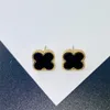 Vintage 4/Four Leaf Clover Designer Earrings Womens Van Clef Stud Earrings Wedding Party Gift