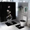 غلاف المرحاض غير الانزلاق غلاف حمام حصيرة البوليستر الستار دش الستار مجموعة الحمام السجاد المنزل ديكور الحمام