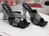 Realfine888 Slipper 5A DDG 5616410 Poliertes Kalbslackleder, Strasssteine, 10,5 cm, High Heels, Sandalen, Hausschuhe, Luxus-Designer-Schuhe für Damen, Größe 35–42