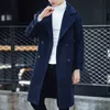 Women's Wool Blends Autumn/winter Men's New Trench Coat Trend Wool Solid Color Suit Collar Coat Men's Long Trench Coat In Large Woollen Fabric HKD230904