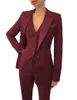 Calças femininas de duas peças 3 peças mulheres ternos lapela blazer feito sob encomenda colete escritório senhora formal único breasted festa vestido de baile