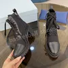 Winter Nylon Boots Designer Monolith Shiny Leather Ankle Combat Boot Platform Wedges Lace Up Tire Embossed Sole Booties Size 35-41