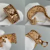 Vintage Charm Oorbellen Perle Merk Designer Koper Volledig Kristal Klavertje Vier Ronde Kleine Lus Clip Oorbellen Met Doos Party Gift Vrouwen sieraden