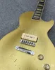 Electric guitar solid gold otp relic work crack lines single p90 pickup ebony fingerboard yellowish inaly aged parts and paint