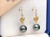 Stud Earrings MADALENA SARARA 10-11mm Tahiti Saltwater Pearl Women 18K Gold Wire Heart Dangle Style Diamond Prong Setting