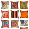 Cushion/Decorative Pillow 45X45Cm Orange Series Cushion Ers Horses Flowers Print Case Er For Home Chair Sofa Decoration Square Pillo Dh6Mj