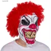 Masques de fête Masques de clown effrayants pour hommes Mal Joker Horreur Masque en latex Halloween Déguisements Party Latex Props Vêtements Coiffures T230905