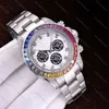 Färgdesigner Watch Mens Watch Automatic Mechanical Core 904L rostfritt stål keramiskt företag lysande inlagd diamantgåva party2406