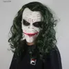Masques de fête Heath Ledger Clown Joker Masque en latex Halloween Perruque Couvre-chef Cosplay Prop T230905