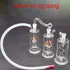 Gros coloré Mini verre brûleur à mazout tuyau d'eau dab plate-forme bong avec tuyau de paille en silicone et bol de plate-forme pétrolière mâle de 10mm