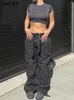 Kvinnor s byxor s celana kargo övergripande wanita jeans longgar kasual y2k 90s streetwear kantong besar pinggang tinggi lurus 230904