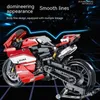 ブロック新しいブラックハイテクモーターサイクルモトクロスモデルビルディングカーモトギフトdiyおもちゃキッズボーイズR230905