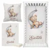 Sängkläder sätter Lvyziho Sleeping Bear Custom Name Crib Sle Sleep On Moon Baby Shower Gift 230905