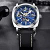 Benyar Mens Watches Zestaw ReliOJ Hombre Top Brand Automatyczne mechaniczne wodoodporne skórzane zegar sport