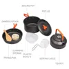 Camp Kitchen Camping Cookware Set Aluminium Portable Outdoor Table Boary Cookset Cooking Kit Pan Bowl Kettle Pot vandring BBQ Picnic 230905
