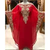 Ropa étnica Rojo Fancy Marroquí Islámico Kaftan Farasha Fiesta Jalabiya Piso Vestido de falda larga