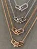 Modeontwerper tiff ketting top V Gold Star Same Style T Family Double Ring Collar 18k Gold Necklace Hoge kwaliteit CNC Full Diamond Rose Gold met en doos