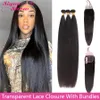 Synthetic Wigs Siyun Show 5X5 Paket Rambut Manusia Lurus Tulang Penutup Renda Transparan HD dengan Indian Mentah 230905