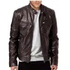 Herren Lederimitat Frühlings- und Herbstmodejacke Slim Fit Stehkragen PU Motorrad Straßenkleidung 230904