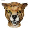 Masques de fête réaliste masque de lion en latex masque de tigre animal chat sauvage léopard guépard Halloween masque en latex fête cosplay T230905