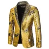 Luxury Gold Paillettes Glitter Giacca da uomo Slim Fit con risvolto con risvolto Giacca da uomo Giacca da discoteca Cantanti di scena Blazer Costume Homme 2111267z