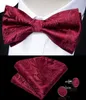 Bolo Ties Wedding Bow Tie för män Klassisk röd förbindad bowtie manschettknappar Corsage Set för fest Silk Butterfly Knot Gift Man Accessories 230904