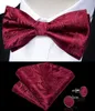 Cravatte Bolo Papillon da sposa per uomo Classico rosso Papillon pre-annodato Gemelli Corpetto Set per feste Nodo a farfalla in seta Regalo Accessori uomo 230904