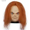 Masques de fête Film Chucky Cosplay Masque Grimace Latex avec Cheveux Halloween Effrayant Déguisement Costume Masques Accessoires Adulte Taille Unique T230905