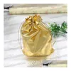 Bolsas de jóias sacos banhado a ouro gaze cetim saco de presente de natal 6x9cm 7x9cm 9x12cm 13x18cm novo 4 tamanhos moda gota entrega embalagem di otsvh