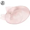 Brede Rand Hoeden Emmer FS Fascinators Voor Vrouwen Elegant Roze Linnen Bunkerhoed Koninklijke Bruiloften Dames Sinamay Derby Jurk Cocktail Fedoras 230905