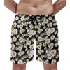 Herren-Shorts, weiß, Frühlingsgänseblümchen, Brett, Sommer, Blüte, Blumenmuster, Sport, Strand, Herren, schnell trocknend, lässig, grafisch, große Badehose