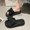 Hausschuhe Hausschuhe Casual Sommer Damenschuhe Slides Pantofle Plattform Butterfly-Knot Med Luxus 2023 Flacher Baumwollstoff Mode Butterfl X0905