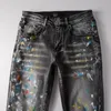 Slim Fit Dżinsy Pantie Męskie mycie Czarna Hip Hop Paintowane mężczyźni Chudy dżinsowe spodnie męskie Spodnie Duża rozmiar 28-40 USA Rozmiar 1303