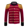 Jackets Kids Boys Drum and Trumpet Team Guard Uniform Tassels Gold Circus Ringmaster Velvet Jacket Halloween Performance Costume 230904