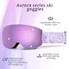 Óculos de esqui Coozz Magnetic Winter UV400 Proteção Antifog Glasses Male fêmea lente transparente kit de estojo de estojo de snowboard Eyewear 230904