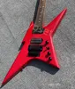 7 snaren Elektrische gitaar effen rode kleur HH pickups omgekeerde kop palissander toets kleine diamanten inleg rock tremolo