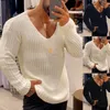 Herrtröjor Herr Mens Casual V-ringad solid tröja Autumn Winter Fashion Sticked Pullover Tops For Men Harajuku Long Sleeve Jumper Streetwear 230904