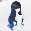 Парики для косплея Высокое качество Shiraishi An Косплей парик длиной 70 см Синий градиент вьющиеся волосы Термостойкие синтетические волосы Парики для вечеринок Парик Cap 230904