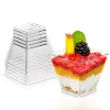 wholesale Expédition rapide 2oz Mousse jetable tasse à dessert mini plastique transparent carré pudding crème glacée tasses carrées 58ML spot ZZ