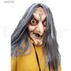 Partymasken Gruselige alte Hexenmaske aus Latex mit Haaren Halloween Kostüm Grimasse Party Kostüm Cosplay Masken Requisiten Erwachsene Einheitsgröße T230907