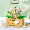 Blocks Creative Flower Series Summer Sunshine Flower Basket Decorative Ornaments Buildblocks Toys Gifts R230905